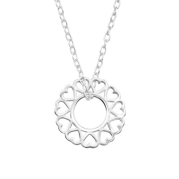 Sterling Silver Circle of Hearts Necklace - Picture 1 of 7
